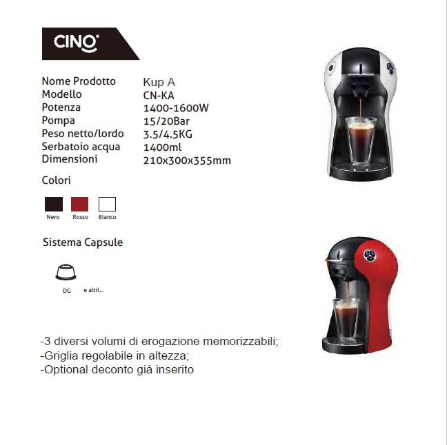KUP-A Kapselmaschine, kompatibel mit Dolce Gusto.